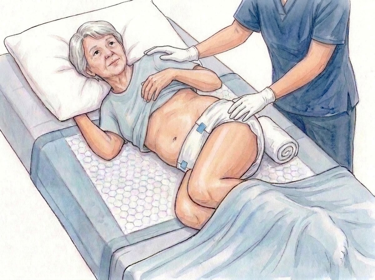7. التقليب بلطف على الظهر فوق النصف الملفوف
